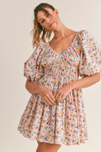 Load image into Gallery viewer, Harley Floral Print V-Neck Puff Sleeve Mini Dress - Pink