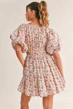 Load image into Gallery viewer, Harley Floral Print V-Neck Puff Sleeve Mini Dress - Pink
