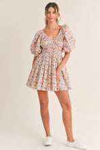 Load image into Gallery viewer, Harley Floral Print V-Neck Puff Sleeve Mini Dress - Pink