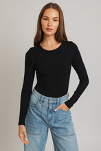 Load image into Gallery viewer, Long Sleeve Round Neck Ribbed Bodysuit