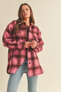 Harlow Brushed Oversized Shacket - Strawberry