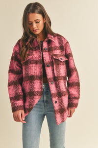 Harlow Brushed Oversized Shacket - Strawberry