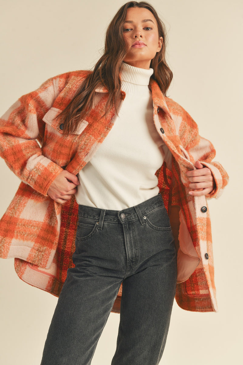 Harlow Brushed Oversized Shacket - Orange – Thread + Vine Boutique