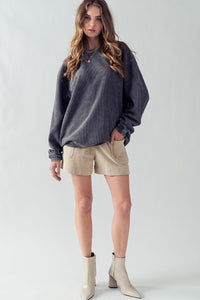 Oversized Vintage Mineral Wash Ribbed Sweater
