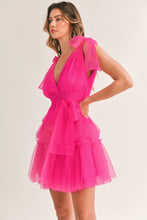 Load image into Gallery viewer, Kara Hot Pink Pearl Tulle Mini Dress