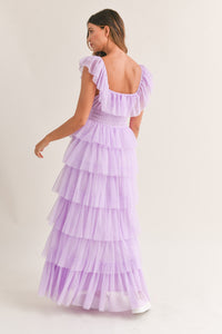 PREORDER Margot Polka Dot Tulle Midi Dress - Lavender