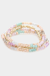Pastel Stretch Beaded Bracelet Set