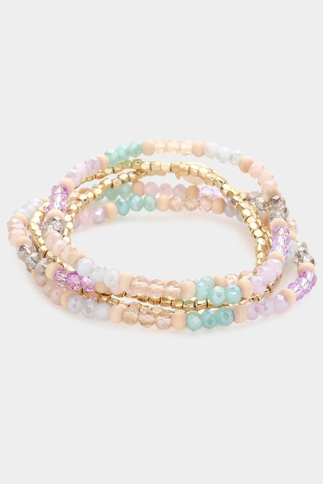 Pastel Stretch Beaded Bracelet Set