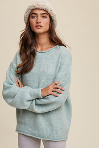 Jade Cozy Rolled Hem Soft Knit Sweater