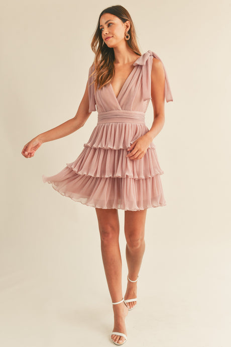 Selena Ruffle Tier Pink Mini Dress