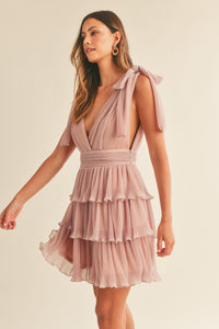 Selena Ruffle Tier Pink Mini Dress