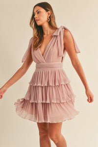 Selena Ruffle Tier Pink Mini Dress