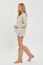 Load image into Gallery viewer, Waffle Knit Henley Button Sweater