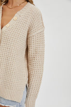 Load image into Gallery viewer, Waffle Knit Henley Button Sweater