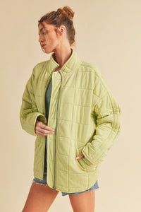 Brynne Quilted Dolman Jacket - Lime Green