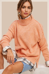 Rachel Mock Neck Exposed Seam Sweater