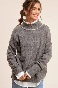 Rachel Mock Neck Exposed Seam Sweater