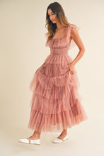 Load image into Gallery viewer, Margot Polka Dot Tulle Midi Dress - Mauve