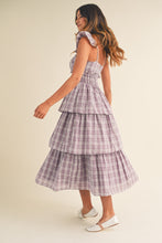 Load image into Gallery viewer, Sweetheart Tiered Plaid Midi Dress