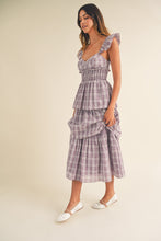 Load image into Gallery viewer, Sweetheart Tiered Plaid Midi Dress