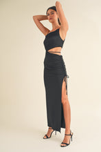 Load image into Gallery viewer, Allison Edgy Black Cutout Maxi Dress