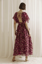 Load image into Gallery viewer, Aubree Ruffled Floral Print Midi Dress - Maroon