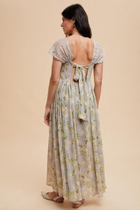 Kaelyn Lace Sweetheart Floral Maxi Dress - Yellow
