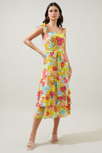 Load image into Gallery viewer, Aimee Tiered Flutter Sleeve Floral Midi Dress