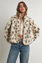 Load image into Gallery viewer, Floral Print Fluffy Fleece Jacket