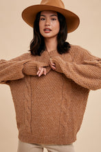 Load image into Gallery viewer, Karlie Cable Knit Sweater - Camel