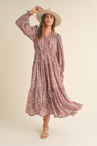 Dianne Floral Long Sleeve Tiered Maxi Dress