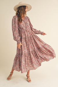 Dianne Floral Long Sleeve Tiered Maxi Dress