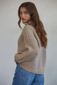 Bella Eco-Friendly Ribbed Loose Turtleneck Sweater