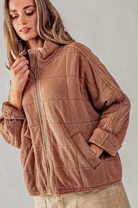 Telaya Quilted Zip Up Jacket - Rust