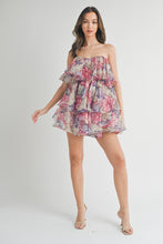Load image into Gallery viewer, Chrissy Sweetheart Tiered Floral Mini Dress