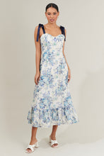 Load image into Gallery viewer, Malia Blue Garden Floral Eyelet Midi Dress