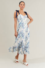Load image into Gallery viewer, Malia Blue Garden Floral Eyelet Midi Dress