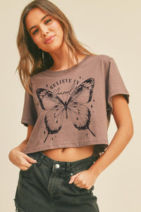 Believe in Yourself Cropped Graphic Tee