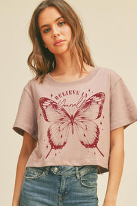 Believe in Yourself Cropped Graphic Tee