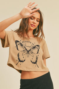 Believe in Yourself Cropped Graphic Tee