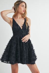 Sierra Tulle Flare Mini Dress - Black