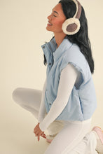 Load image into Gallery viewer, Cropped Puffer Vest - Light Blue