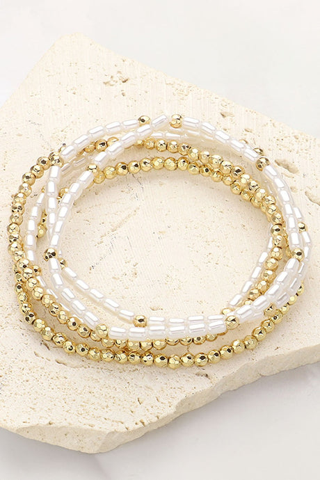 Gold and Pearl Bracelet Set