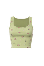 Load image into Gallery viewer, Jenni Floral DreamSoft Ribbed Crop Tank - Green