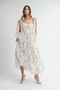 Winnie Flowy Floral Sweetheart Maxi Dress - Lavender