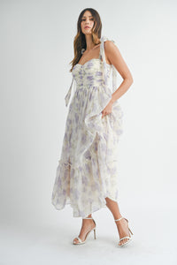 Winnie Flowy Floral Sweetheart Maxi Dress - Lavender