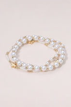 Load image into Gallery viewer, Pearl and Gold Cross Bracelet set