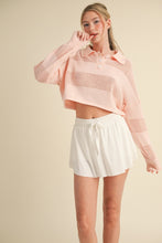 Load image into Gallery viewer, Keira Open Knit Rugby Polo Top