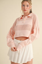 Load image into Gallery viewer, Keira Open Knit Rugby Polo Top