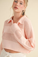 Load image into Gallery viewer, Keira Open Knit Rugby Polo Top
